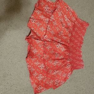 red "gig-em" print skirt